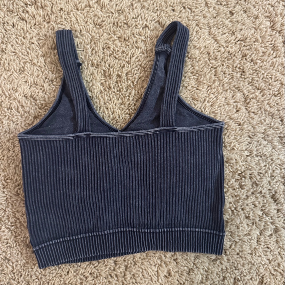 Zenana Outfitters Navy Ribbed Crop Top